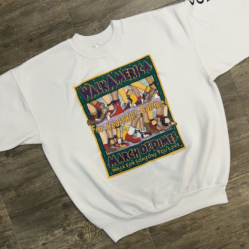 Vintage Walk America March Of Dimes Sweatshirt Committee Large USA Made (334)